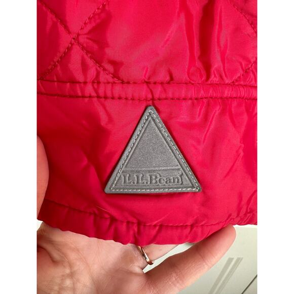 L.L BEAN Jacket Unisex Kids M 10-12 Red Quilted Fleece Pockets - Picture 4 of 11